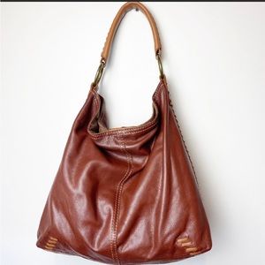 LUCKY BRAND Leather Whipstitch Hobo Bag